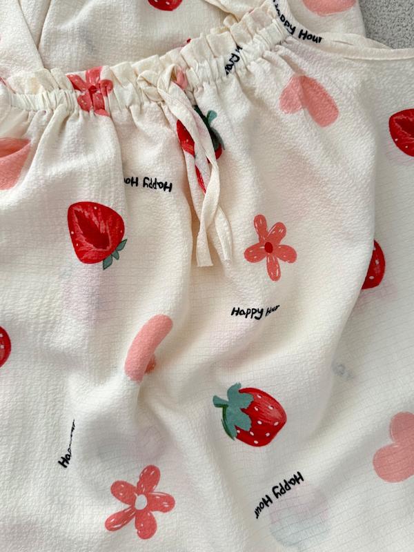 تاپ شورتک توت فرنگی دانتل دار🍓