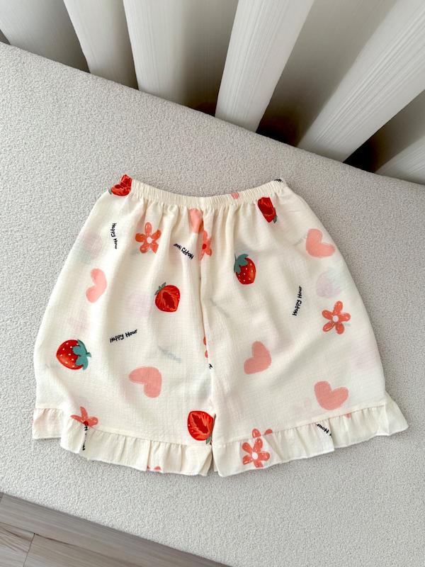 تاپ شورتک توت فرنگی دانتل دار🍓