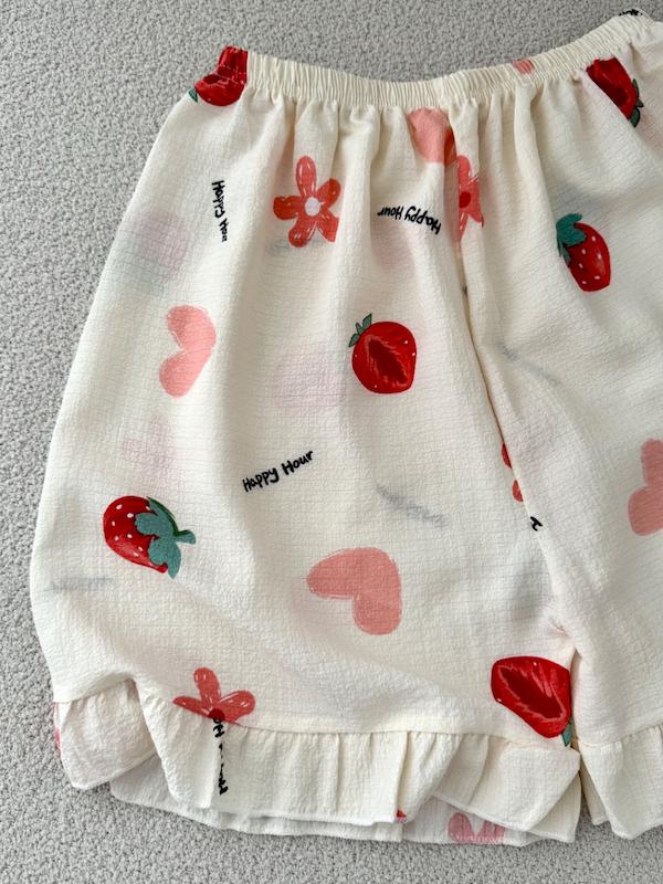 تاپ شورتک توت فرنگی دانتل دار🍓