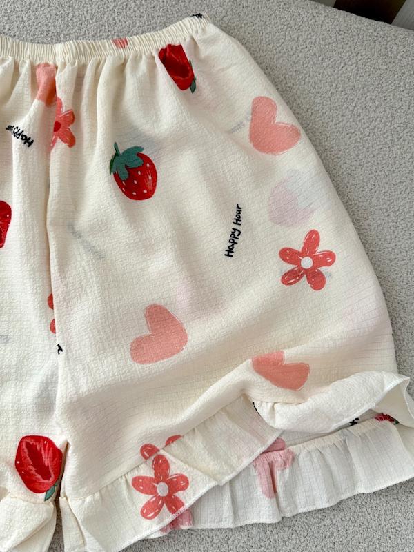 تاپ شورتک توت فرنگی دانتل دار🍓