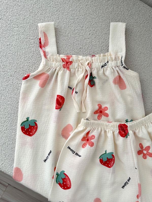تاپ شورتک توت فرنگی دانتل دار🍓