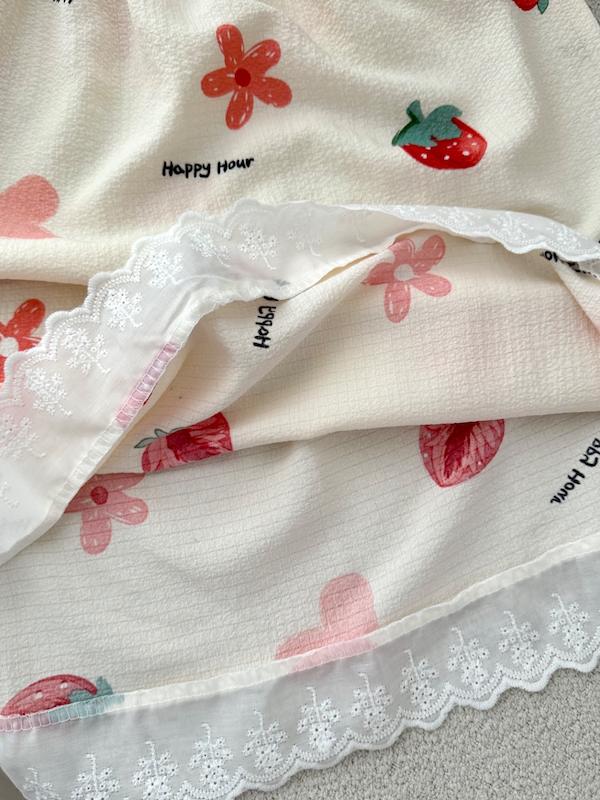 تاپ شورتک توت فرنگی دانتل دار🍓