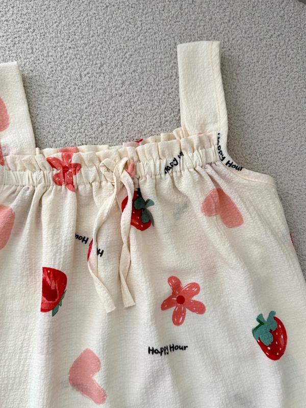 تاپ شورتک توت فرنگی دانتل دار🍓