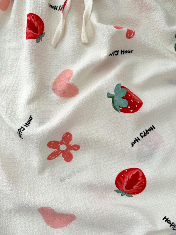 تاپ شورتک توت فرنگی دانتل دار🍓