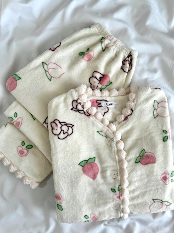 ست بلوزشلوار خرگوشی با طرح هلو