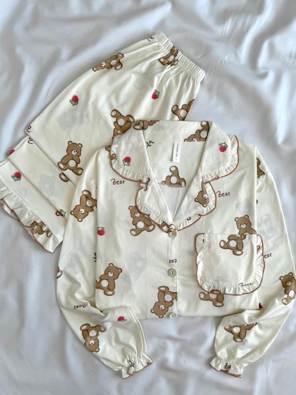 بلوزشلوار خرسی با طرح توت فرنگی