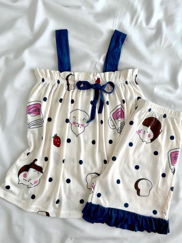 تاپ شورتک عروسکی با طرح توت فرنگی