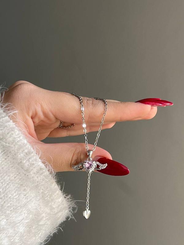 گردنبند بال فرشته صورتی طرح جدید