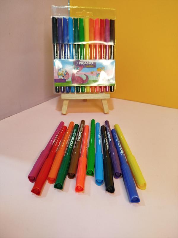 ماژیک رنگ امیزی ۱۲ رنگ جعبه طلقی