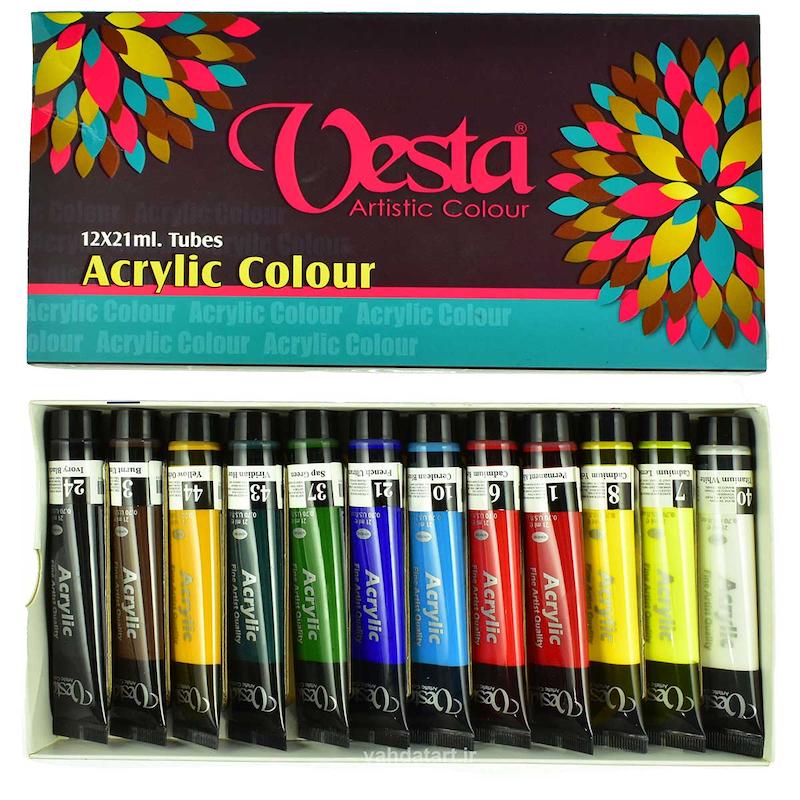 رنگ اکرولیک ۱۲ رنگ وستا