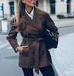 ترنچ کت کتان وارداتی قهوه‌ای 