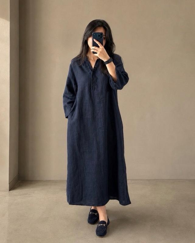 پیراهن جلوبسته سورمه‌ای آیدا 