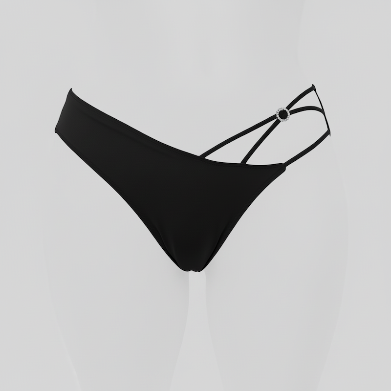 شورت فانتزی مشکی زنانه نگین‌دار و بک‌لس (لامبادا)