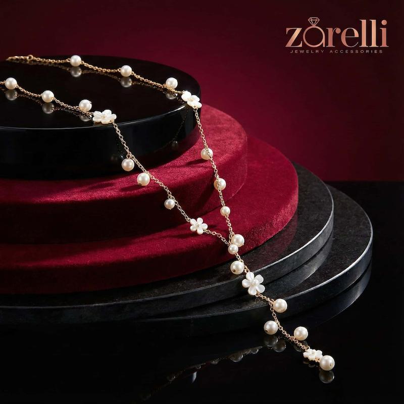 گردنبند مروارید و شکوفه