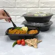 ظرف ماکروویوی دو خانه مشکی 900 یکبارمصرف