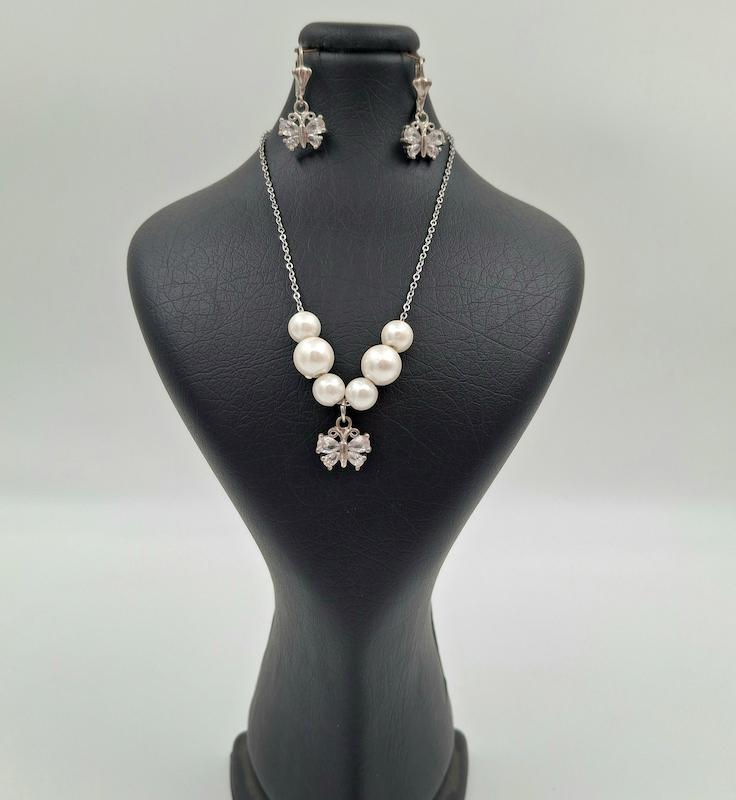 نیم ست پروانه مرواریدی