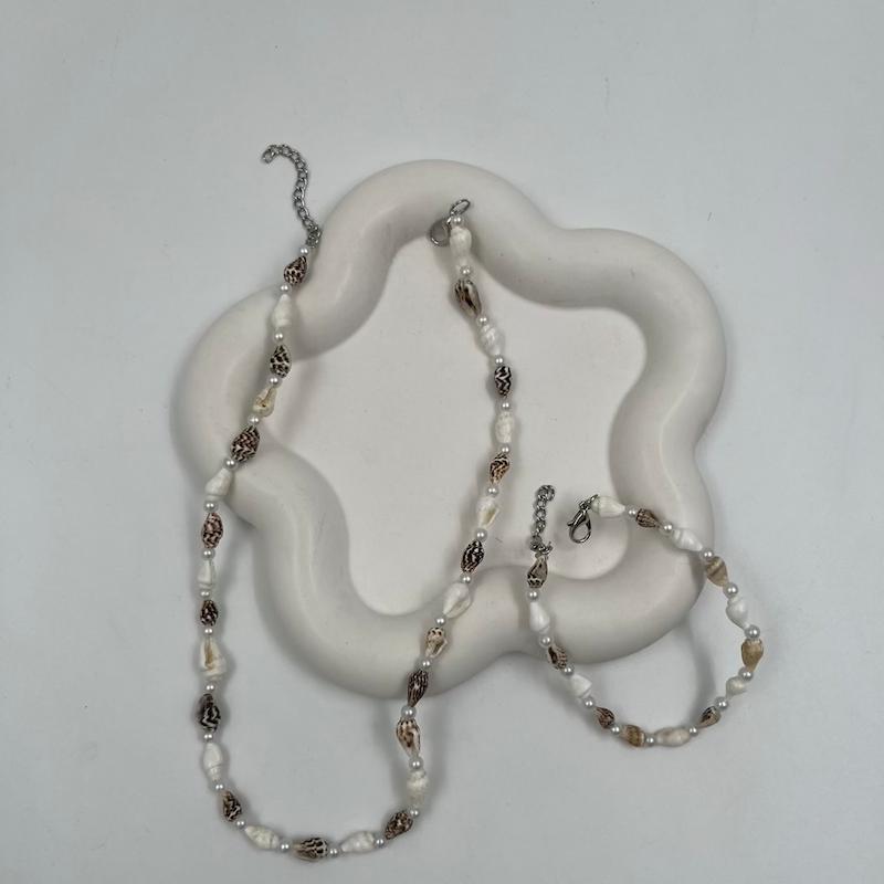 ست گردنبند دستبند صدف🐚