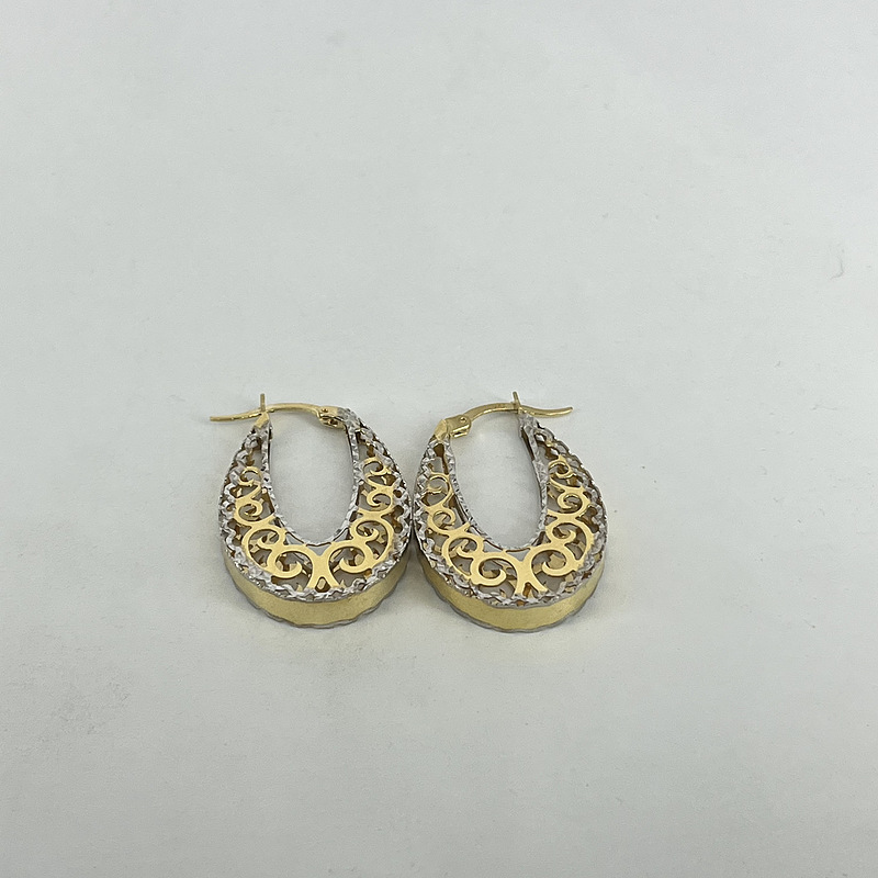 گوشواره حلقه ای دورنگ طلا کد ۲۳۰۳