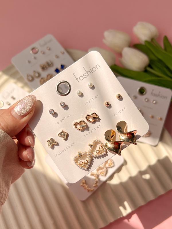 گوشواره پکی قلب مرواریدی