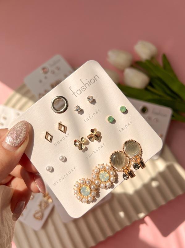 گوشواره پکی گل مرواریدی