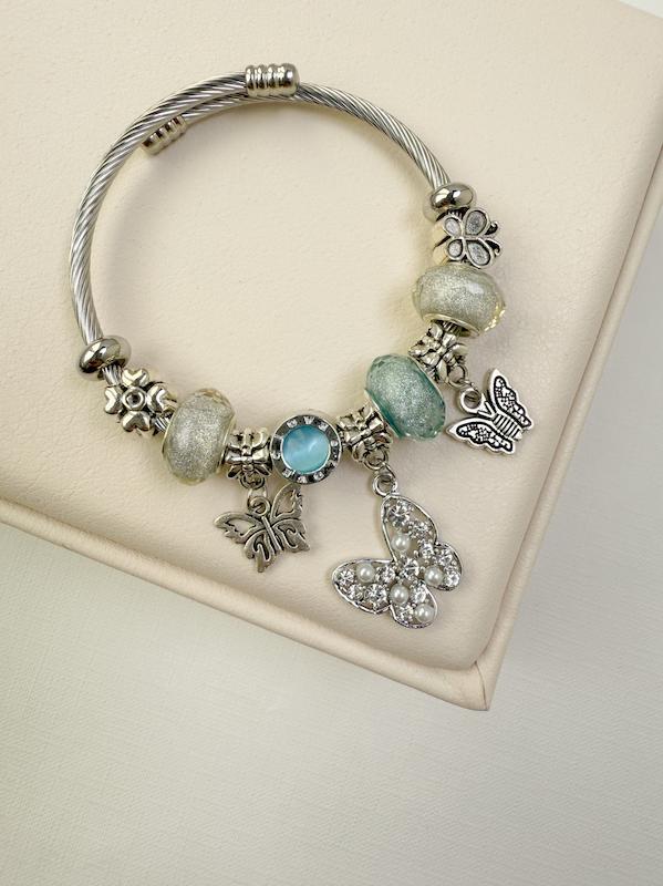 دستبند پاندورا پروانه آبی 