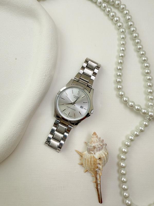 ساعت زنانه و مردانه برند کاسیو مدل عقربه ای تاریخ دار نقره ای mtp-1199 Casio