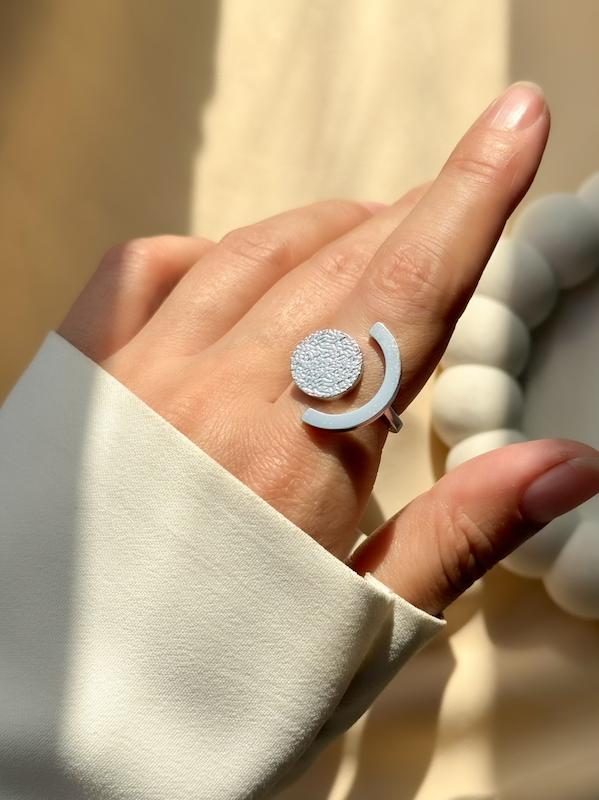 انگشتر استیل ماه و خورشید هندسی