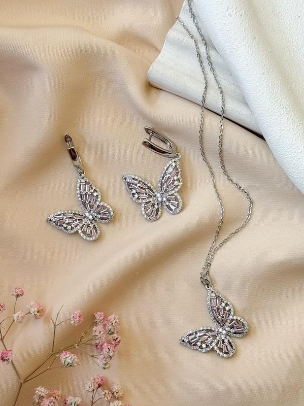 نیمست جواهری پروانه صورتی