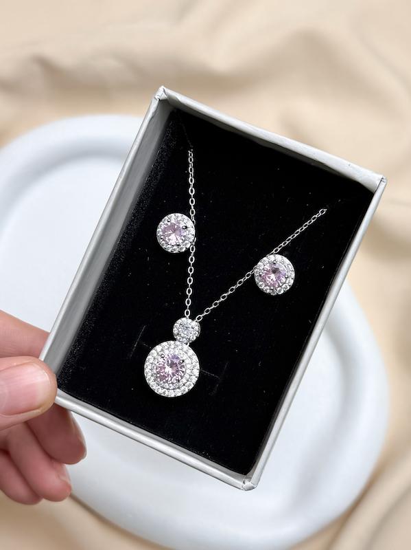 نیمست جواهری گرد صورتی