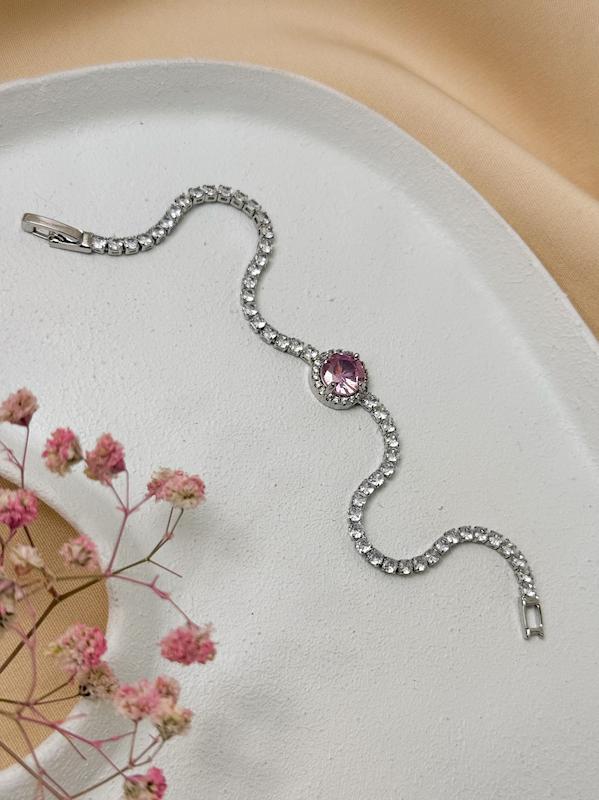 دستبند تنیسی گرد صورتی