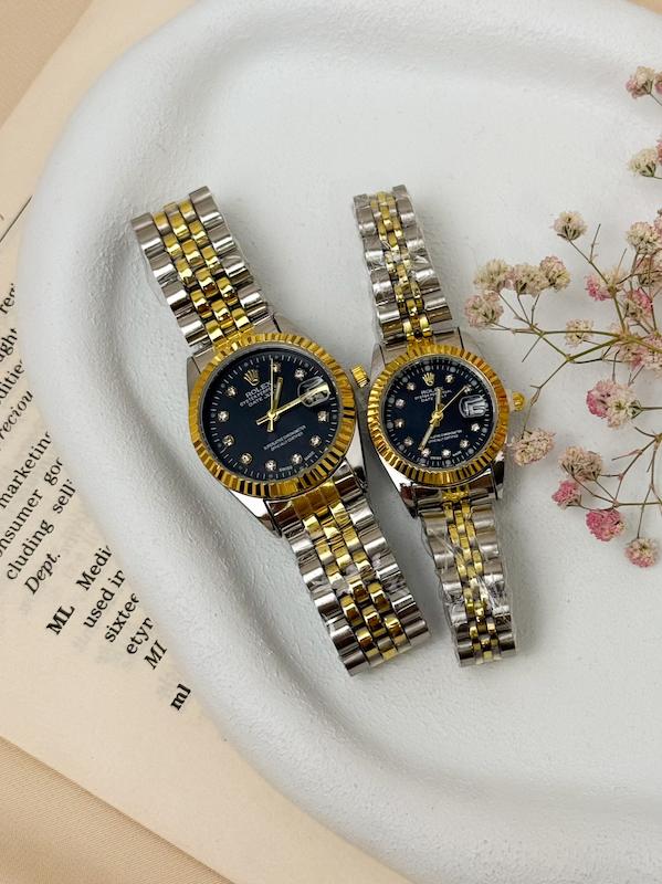 ساعت رولکس دیت جاست ( نقره ای طلایی صفحه مشکی )