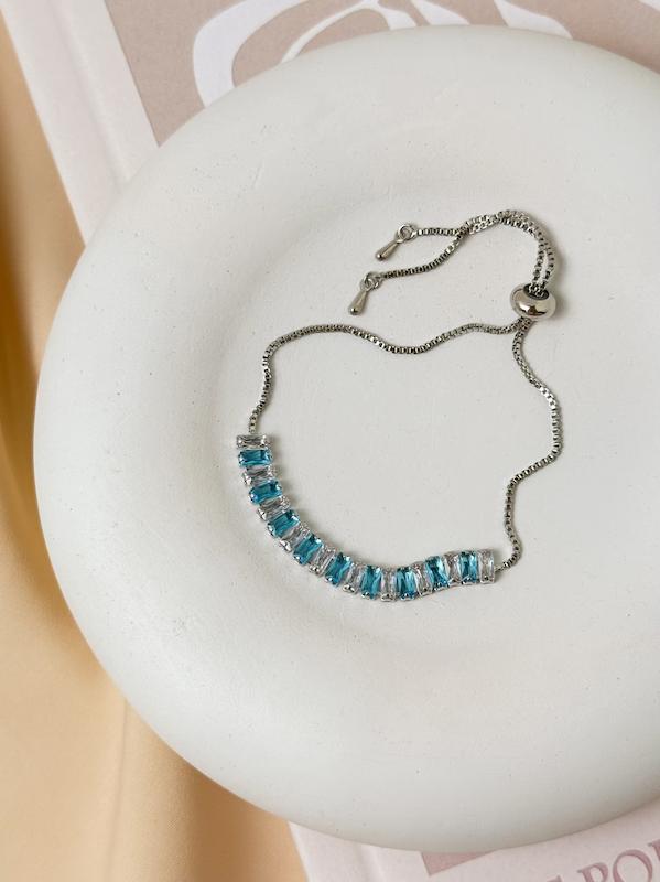 دستبند جواهری مارشالی تنیسی سفید و آبی  