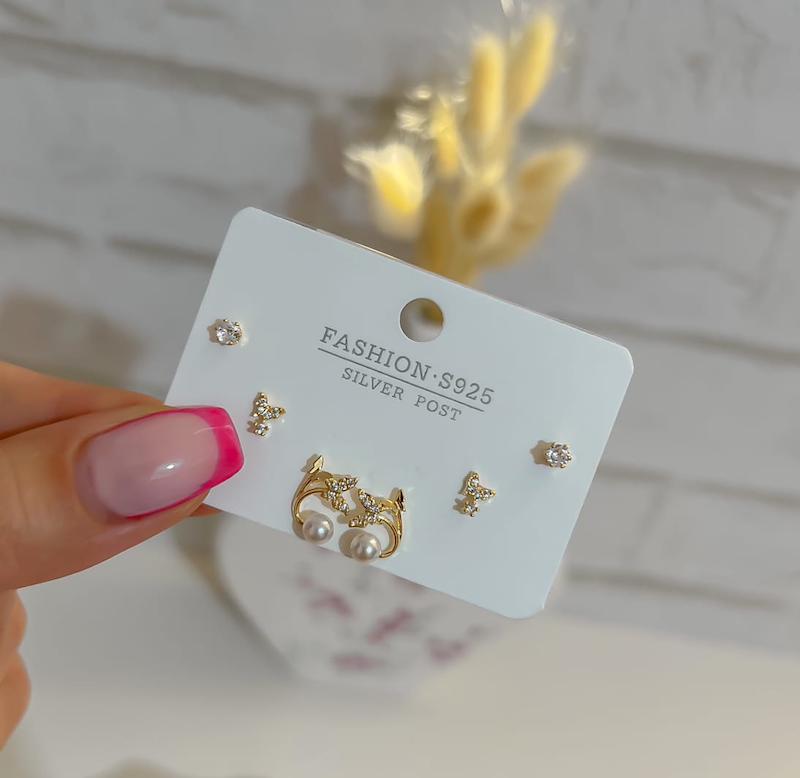 گوشواره پکی برگ و‌مروارید