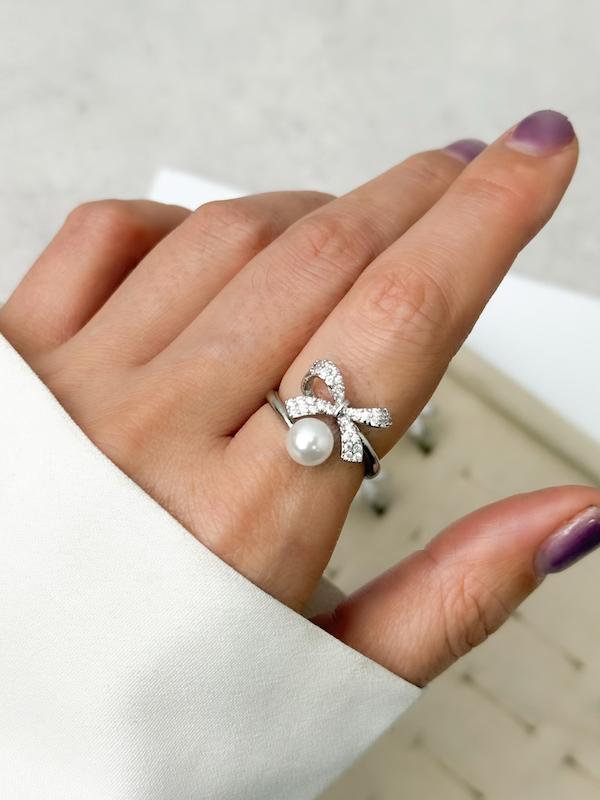 انگشتر جواهری پاپیون و مروارید