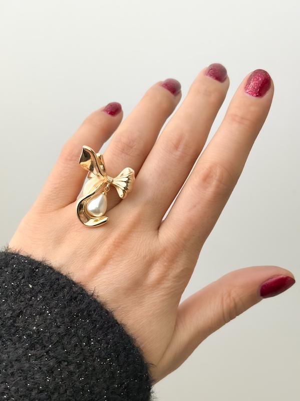 انگشتر زنانه پاپیون و مروارید