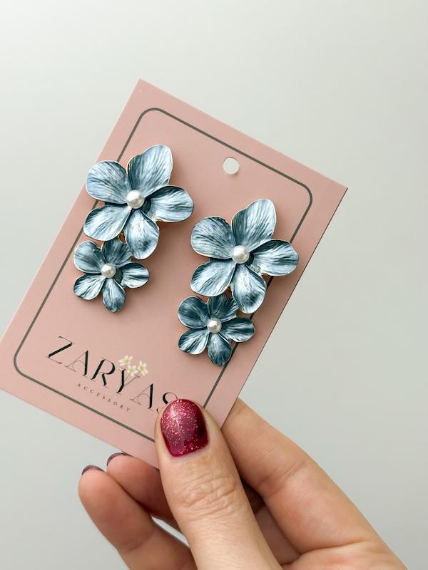 گوشواره زنانه میناکاری گل مرواریدی