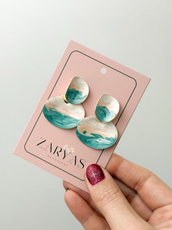 گوشواره زنانه میناکاری دفرمه آویز