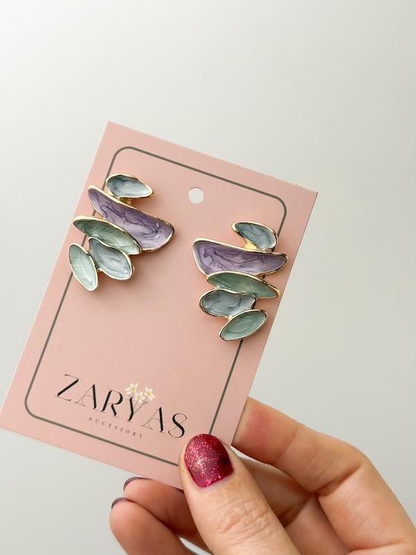 گوشواره زنانه میناکاری دفرمه پله ای