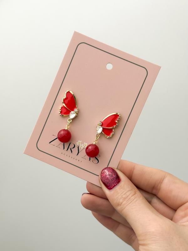 گوشواره زنانه پروانه قرمز