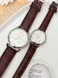 ساعت چرم زنانه و مردانه رومانسون طرح 3 موتوره (قهوه ای نقره ای )