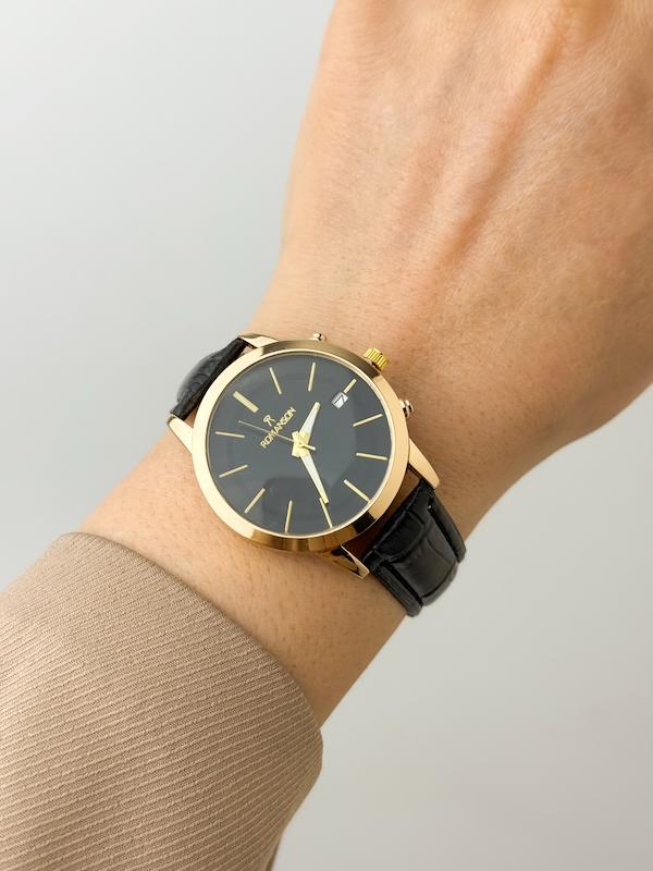 ساعت چرم زنانه و مردانه رومانسون (مشکی طلایی )