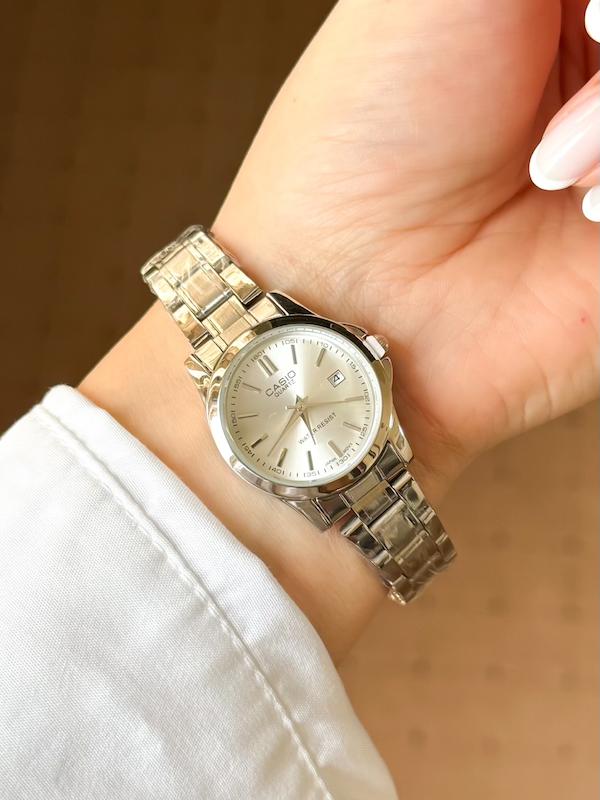 ساعت زنانه کاسیو نقره ای صفحه نقره ای Casio MTP-1199