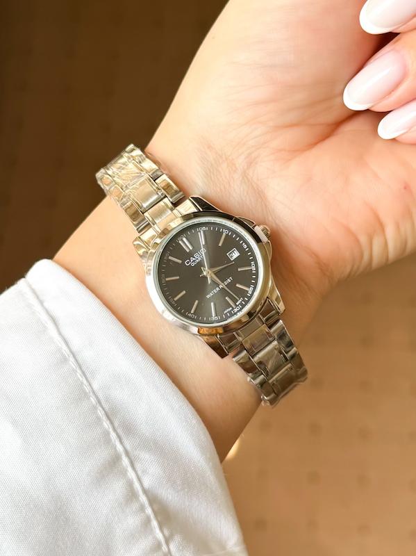 ساعت زنانه کاسیو نقره ای صفحه مشکی Casio MTP-1199