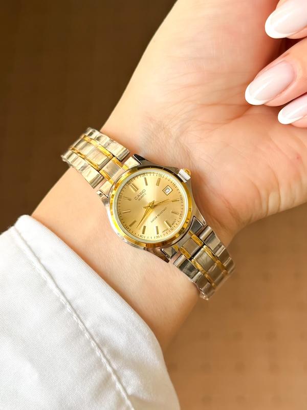 ساعت زنانه کاسیو نقره ای طلایی صفحه طلایی Casio MTP-1199