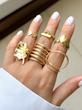 انگشتر پکی برگ طلایی و نقره ای