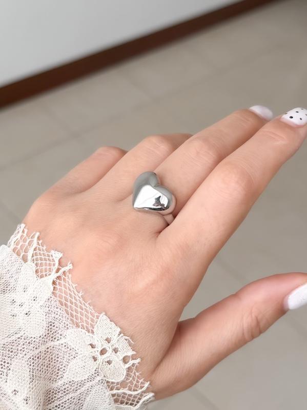 انگشتر زنانه قلب آبکاری نقره 