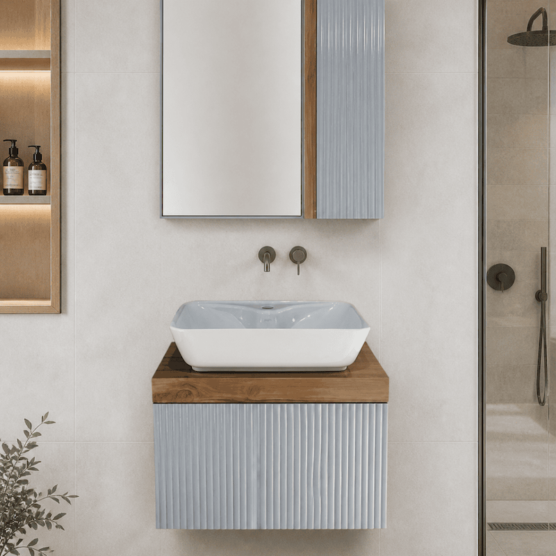 کابینت روشویی طوسی طرح چوب آینه باکس ۶۰ کد 0075 قسطی 