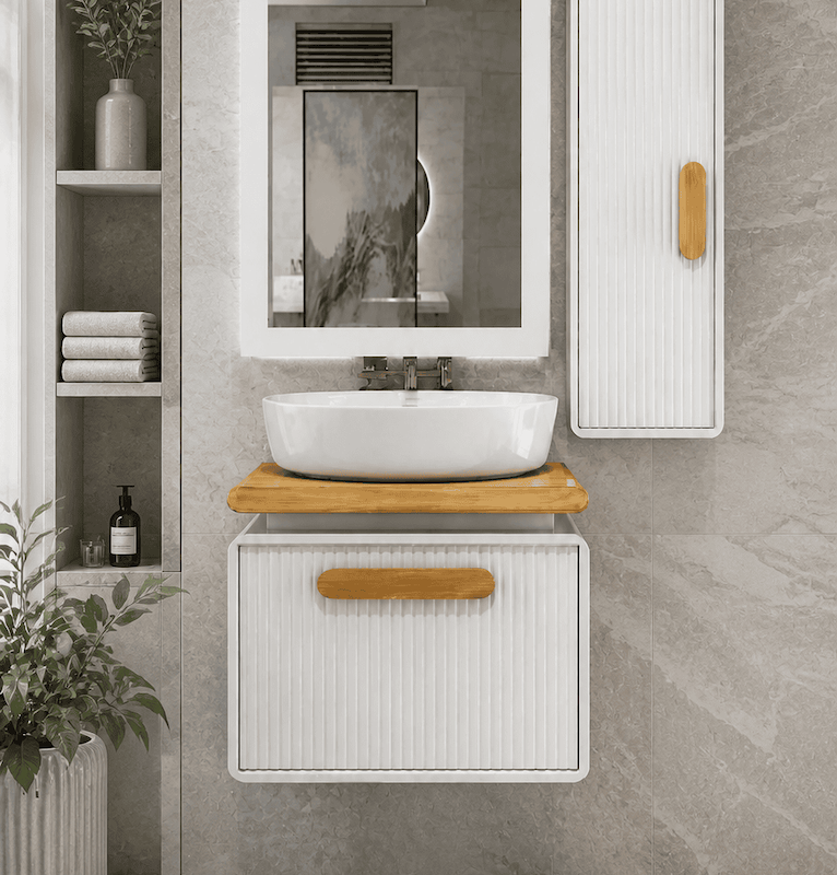 ست کامل روشویی کابینتی سفید طلایی قسطی