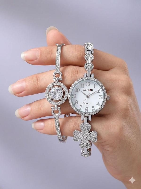 ساعت زنانه ست دستبندی برند TIME4U