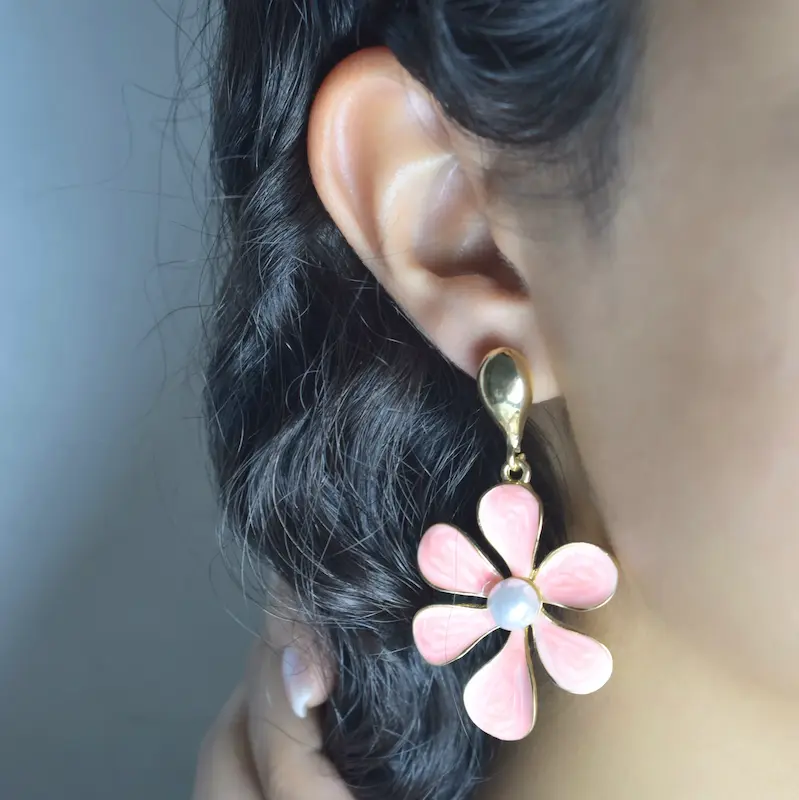 گوشوار مرواریدی میناکاری کد20